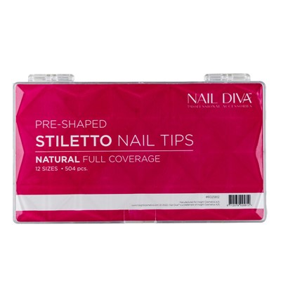 Tips, Stiletto Box, Natural, Size 0-11
