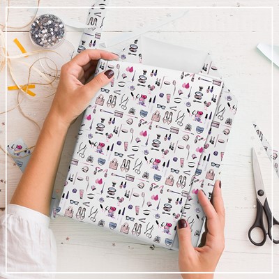 Gift Wrapping Paper Beauty Icons