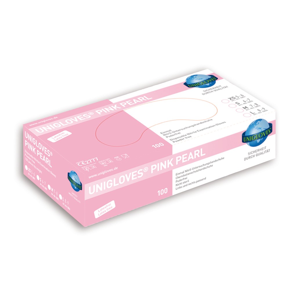 Gloves Nitrile, Pink, X-Small (5-6)