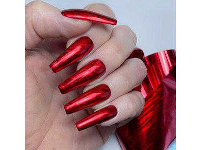Nail Foil, Red Holographic Lines 