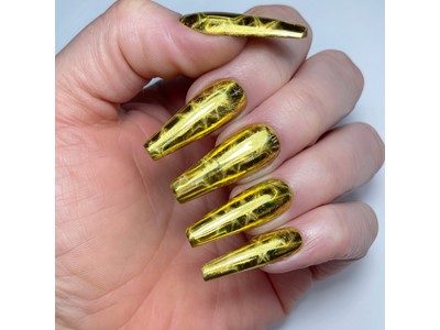 Nail Foil, Gold Holographic Tartan NEW